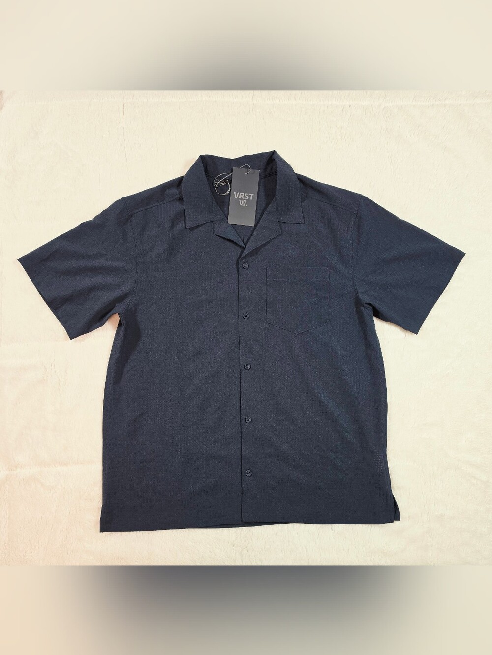 VRST Men's Navy Short-Sleeve Casual Button-Down Shirt